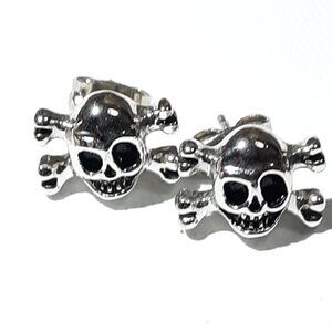Cross Bones & Bar Stainless Steel Stud Pierced Earrings 2 Pairs